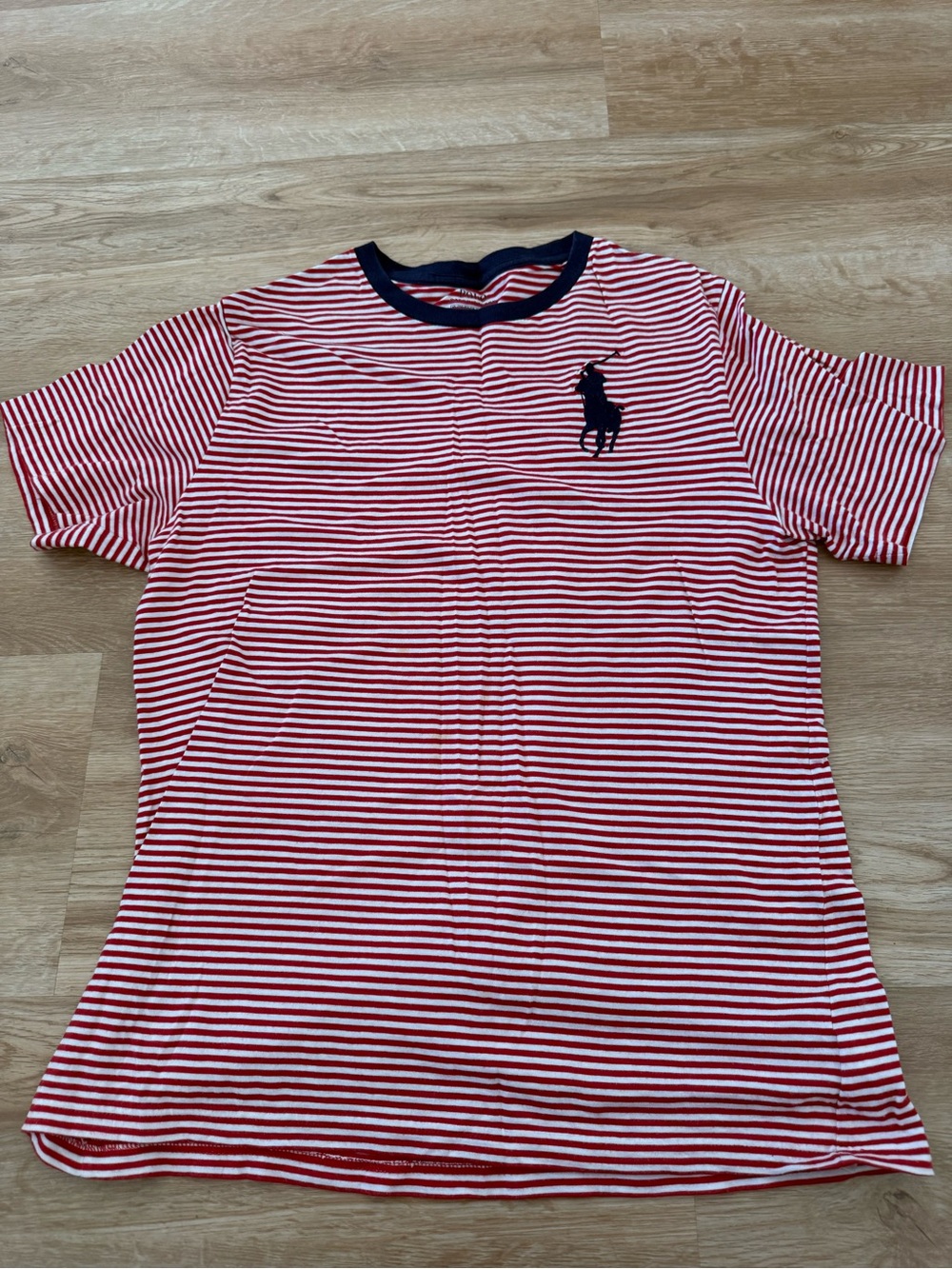 Polo by Ralph Lauren Red & White Striped Tee with Navy Pony